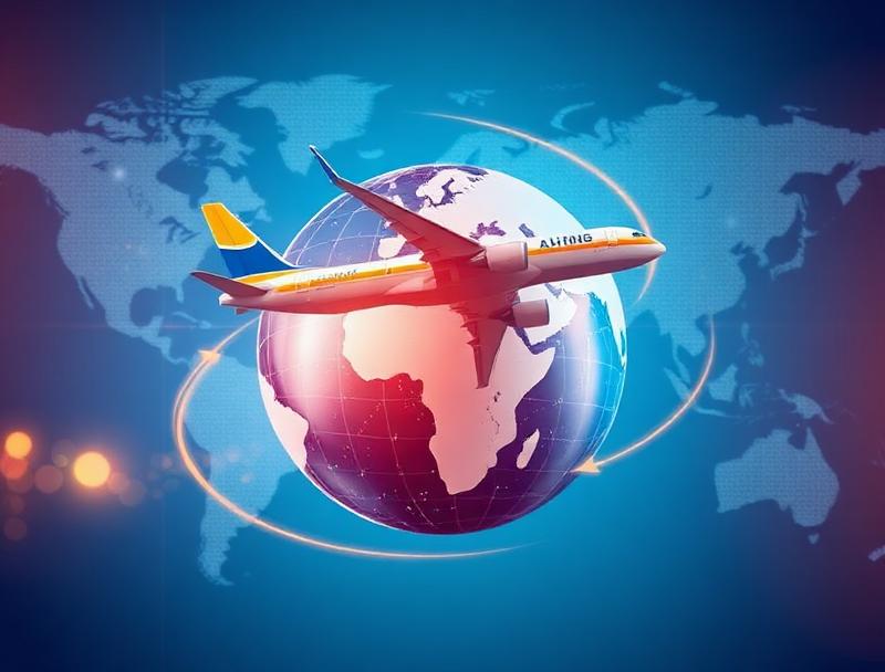 Globe with airplane for international shipping and courier service