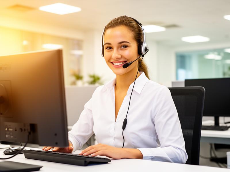 Customer support agent with headphones helping courier service customers